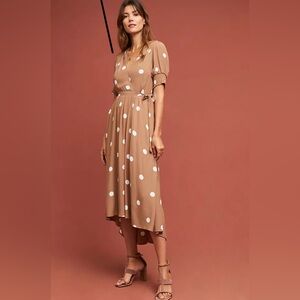 Anthropologie Maeve Bernise Polka Dot Wrap Dress Size 14